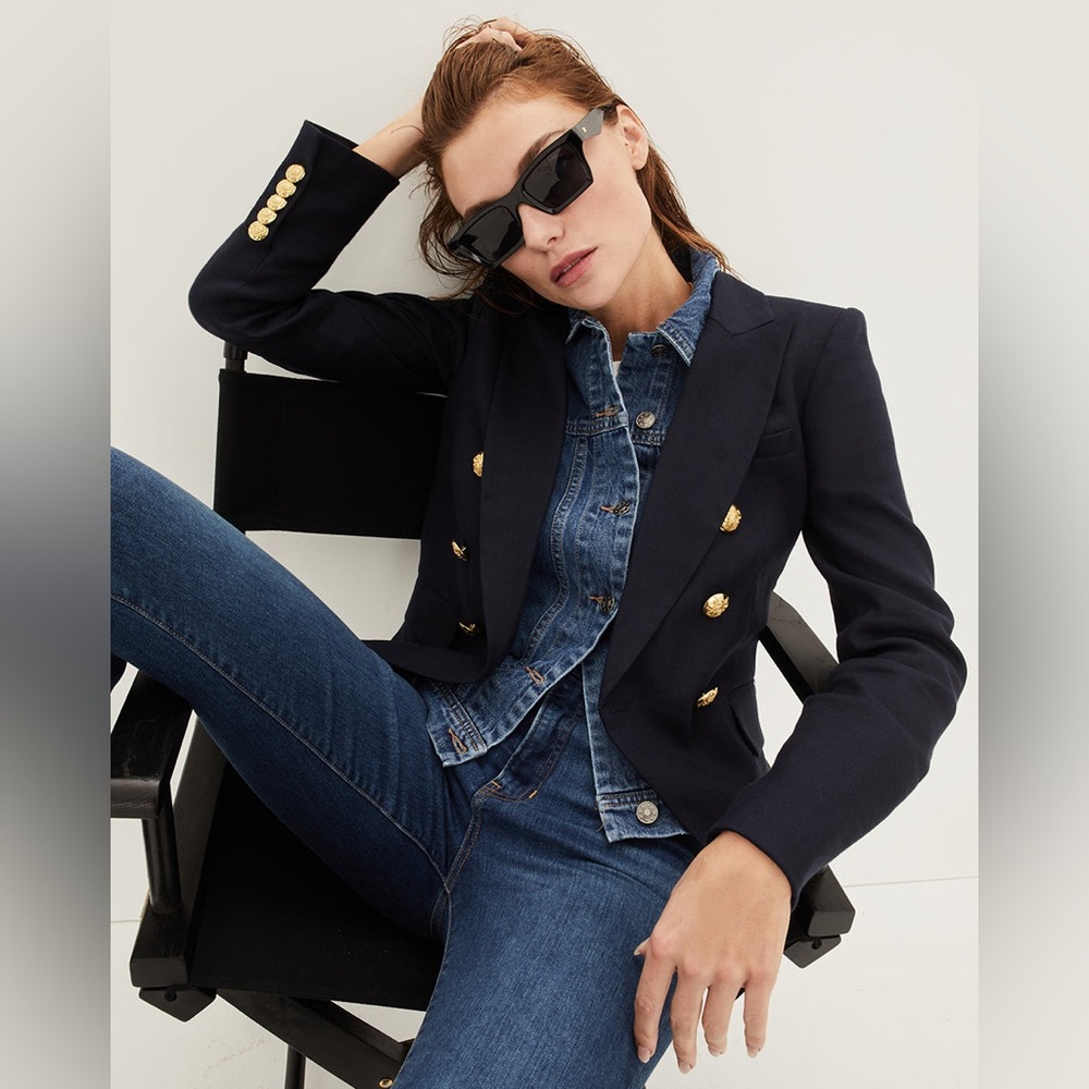 NWT $795 Veronica Beard Miller Dickey Jacket - Navy w/Gold Buttons - Picture 6 of 15